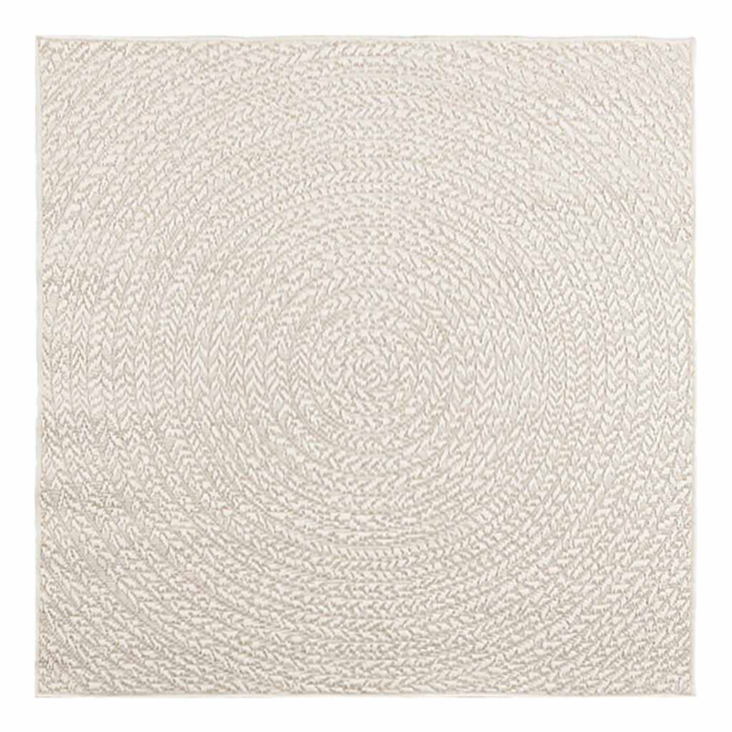 vidaXL Teppich ZIZUR Creme 120x120 cm Jute-Optik Indoor und Outdoor