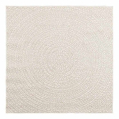 vidaXL Teppich ZIZUR Creme 120x120 cm Jute-Optik Indoor und Outdoor