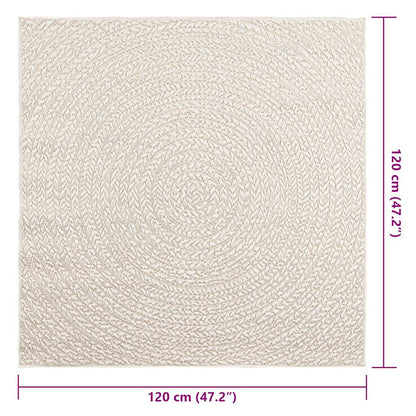 vidaXL Teppich ZIZUR Creme 120x120 cm Jute-Optik Indoor und Outdoor