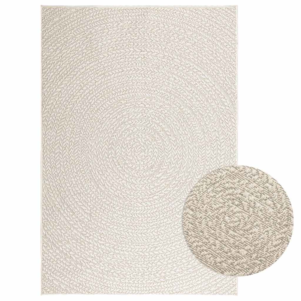 vidaXL Tapis ZIZUR Crème 120x170 cm Aspect Jute Intérieur et Extérieur
