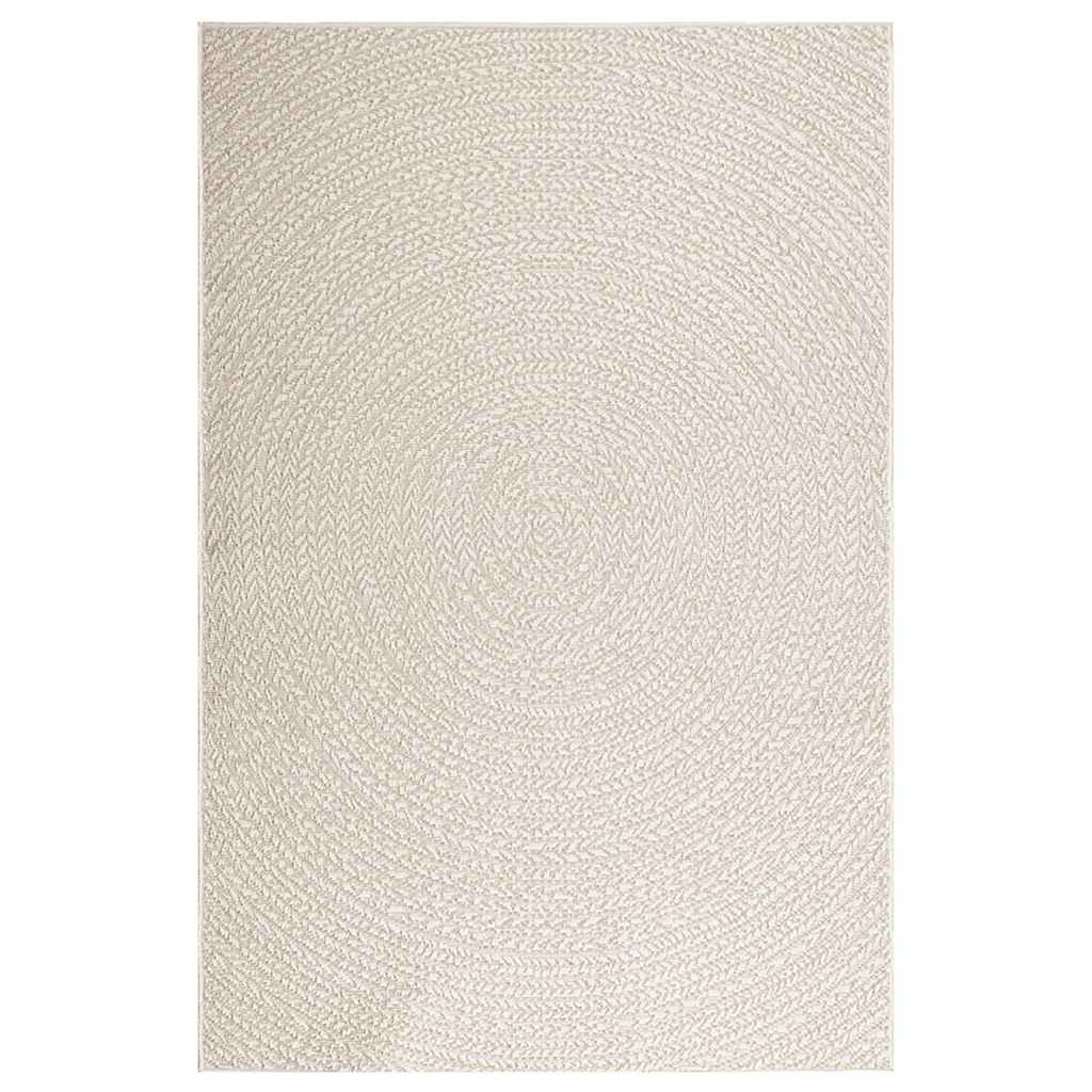 vidaXL Teppich ZIZUR Creme 140x200 cm Jute-Optik Indoor und Outdoor