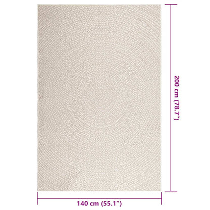 vidaXL Teppich ZIZUR Creme 140x200 cm Jute-Optik Indoor und Outdoor