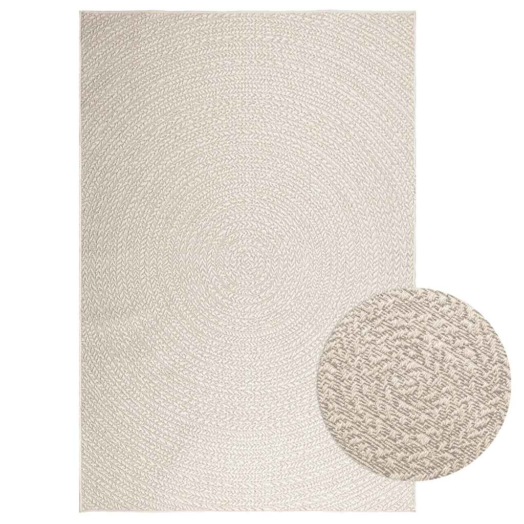 vidaXL Teppich ZIZUR Creme 160x230 cm Jute-Optik Indoor und Outdoor