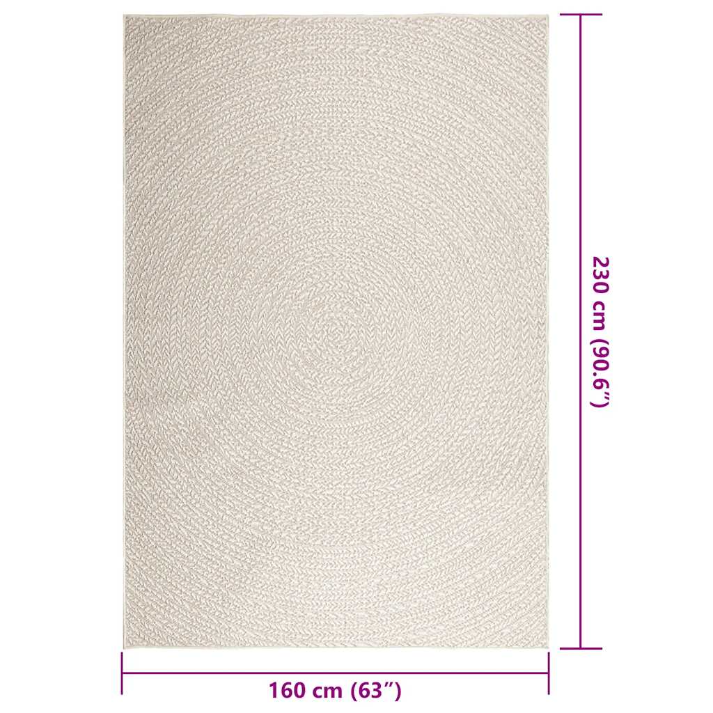 vidaXL Teppich ZIZUR Creme 160x230 cm Jute-Optik Indoor und Outdoor