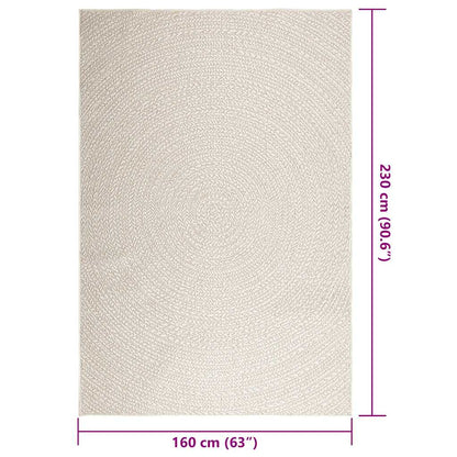 vidaXL Teppich ZIZUR Creme 160x230 cm Jute-Optik Indoor und Outdoor