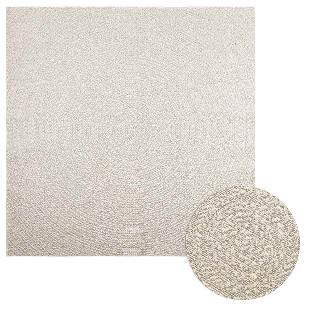 vidaXL Tapis ZIZUR Crème 200x200 cm Aspect Jute Intérieur et Extérieur
