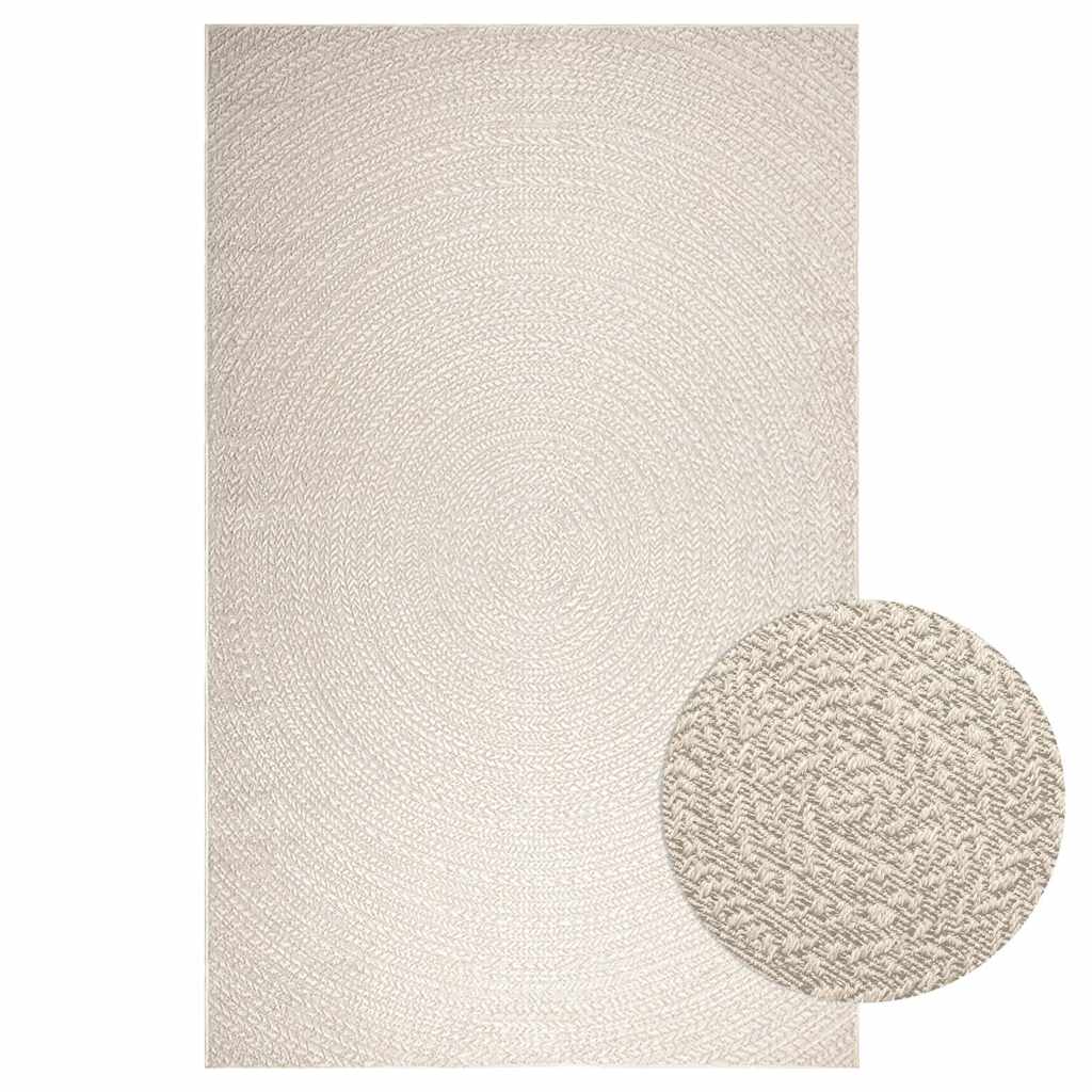 vidaXL Teppich ZIZUR Creme 200x290 cm Jute-Optik Indoor und Outdoor