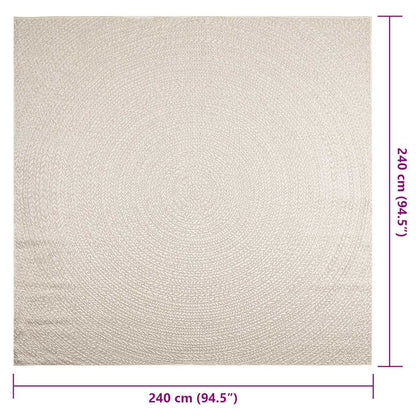 vidaXL Teppich ZIZUR Creme 240x240 cm Jute-Optik Indoor und Outdoor