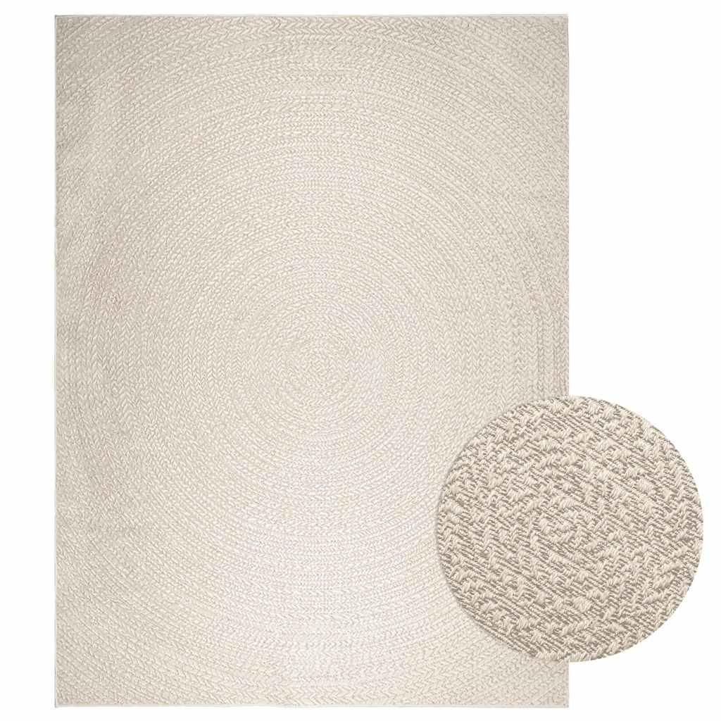vidaXL Teppich ZIZUR Creme 240x340 cm Jute-Optik Indoor und Outdoor