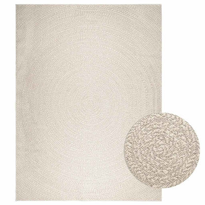 vidaXL Teppich ZIZUR Creme 240x340 cm Jute-Optik Indoor und Outdoor