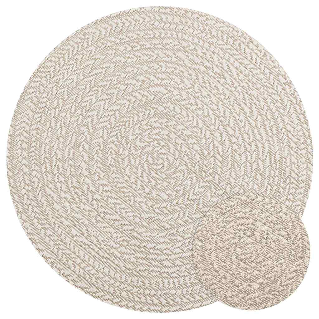 vidaXL Teppich ZIZUR Creme Ø 90 cm Jute-Optik Indoor und Outdoor
