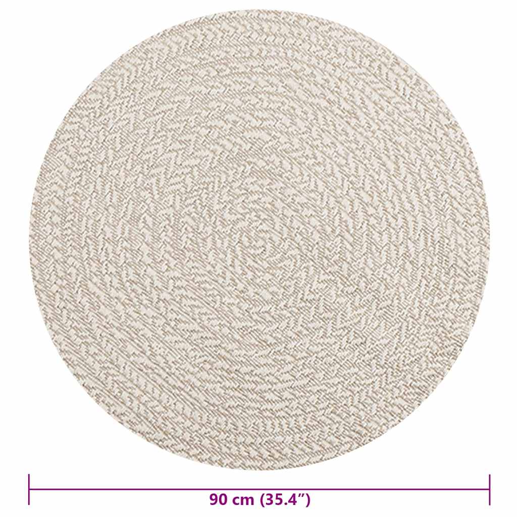 vidaXL Teppich ZIZUR Creme Ø 90 cm Jute-Optik Indoor und Outdoor
