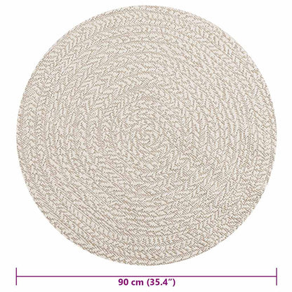 vidaXL Teppich ZIZUR Creme Ø 90 cm Jute-Optik Indoor und Outdoor