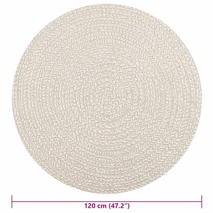 vidaXL Teppich ZIZUR Creme Ø 120 cm Jute-Optik Indoor und Outdoor