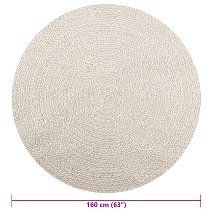 vidaXL Teppich ZIZUR Creme Ø 160 cm Jute-Optik Indoor und Outdoor