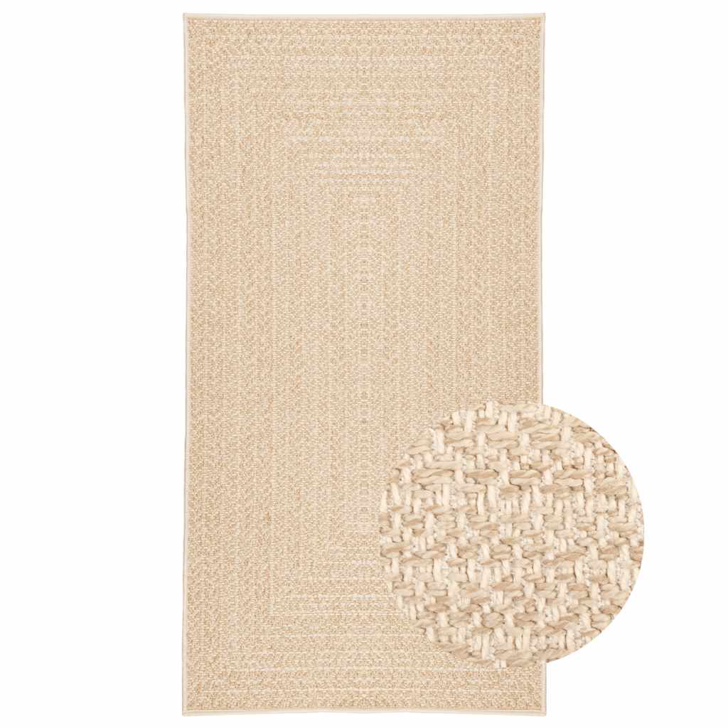 vidaXL Teppich ZIZUR Beige 60x110 cm Jute-Optik Indoor und Outdoor