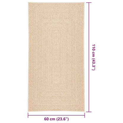 vidaXL Teppich ZIZUR Beige 60x110 cm Jute-Optik Indoor und Outdoor