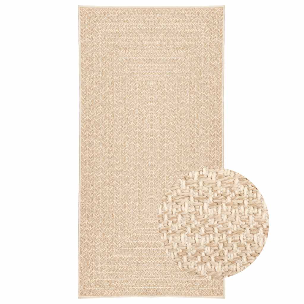 vidaXL Teppich ZIZUR Beige 100x200 cm Jute-Optik Indoor und Outdoor