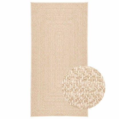 vidaXL Teppich ZIZUR Beige 100x200 cm Jute-Optik Indoor und Outdoor