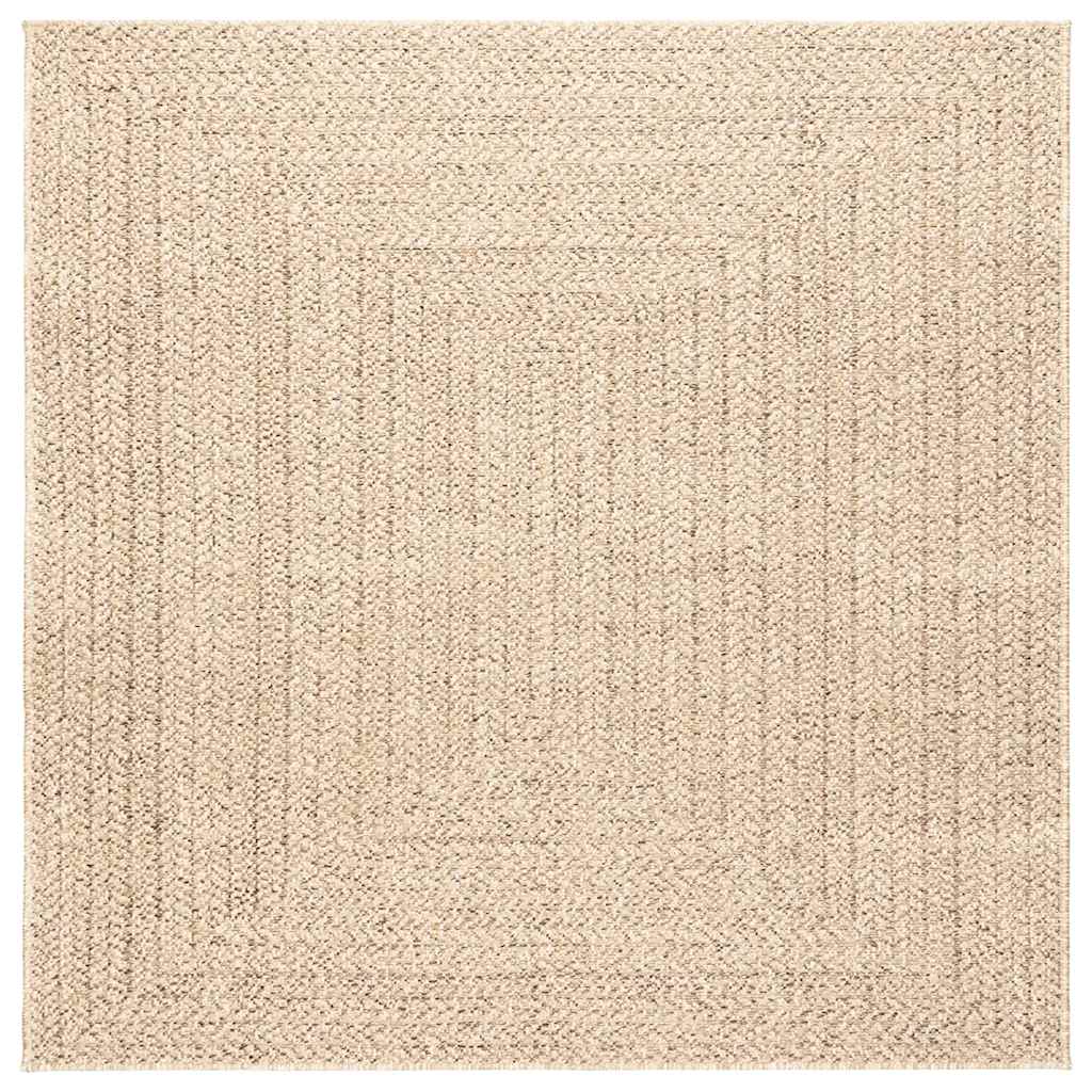 vidaXL Teppich ZIZUR Beige 120x120 cm Jute-Optik Indoor und Outdoor