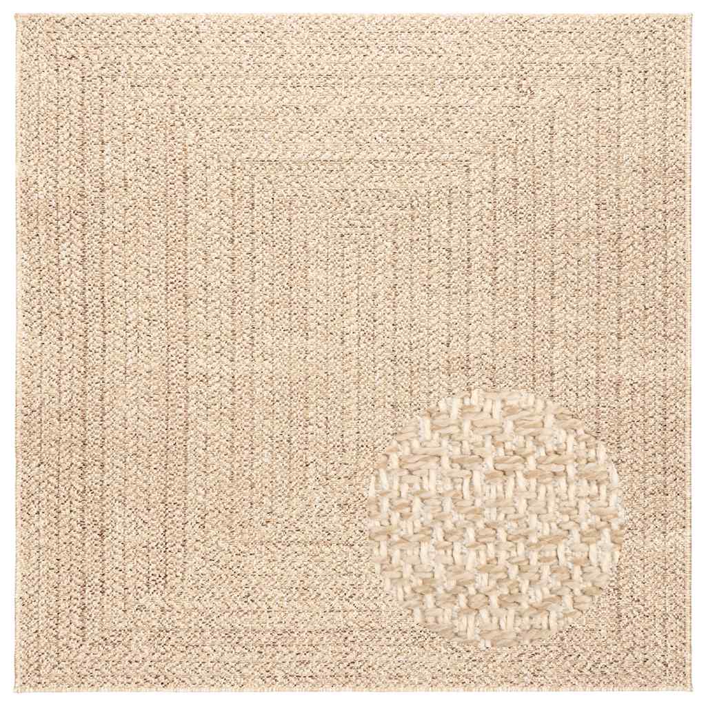 vidaXL Teppich ZIZUR Beige 120x120 cm Jute-Optik Indoor und Outdoor