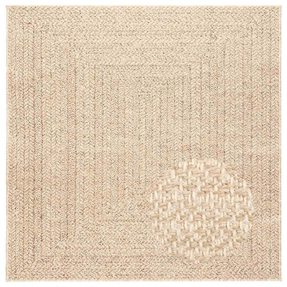 vidaXL Teppich ZIZUR Beige 120x120 cm Jute-Optik Indoor und Outdoor