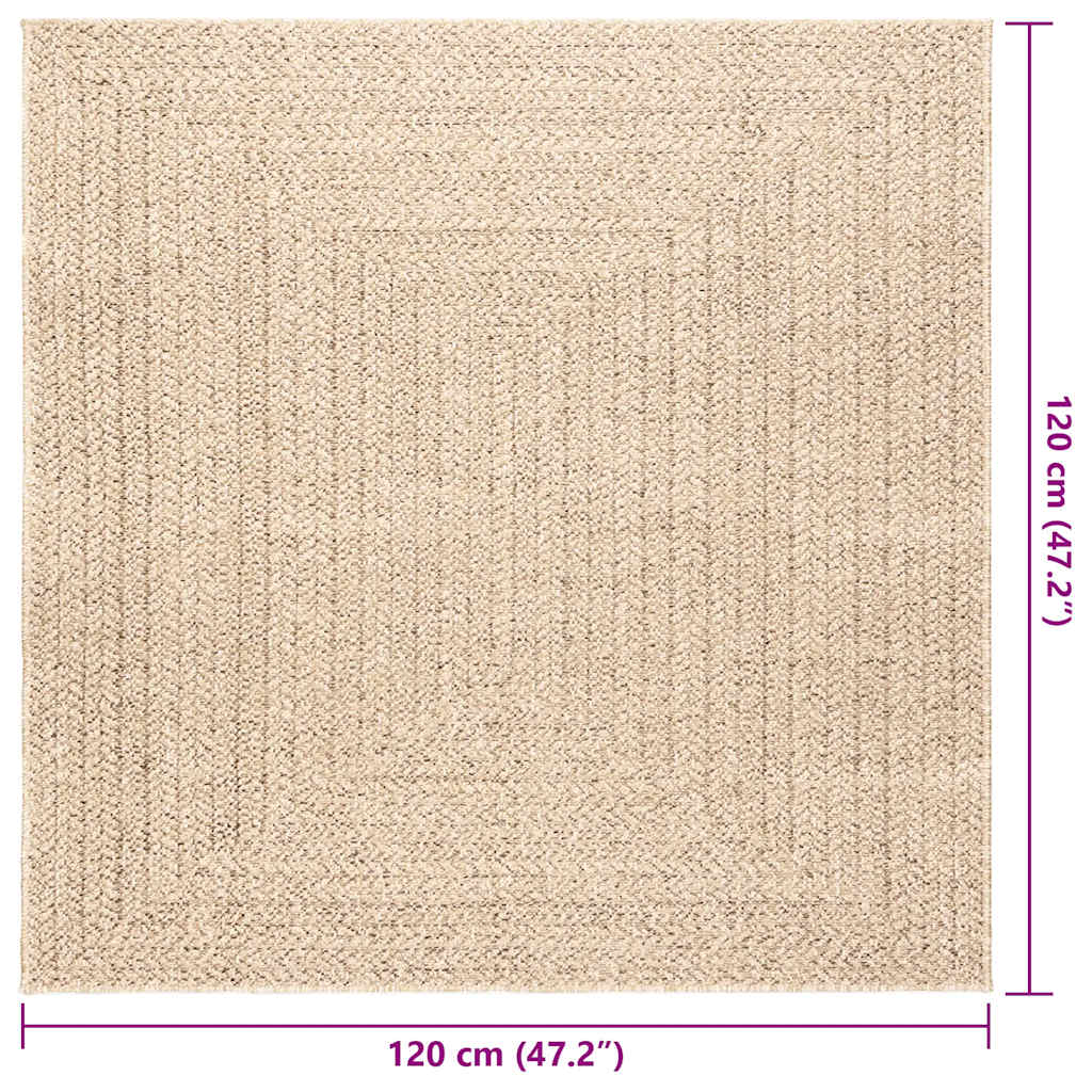vidaXL Teppich ZIZUR Beige 120x120 cm Jute-Optik Indoor und Outdoor