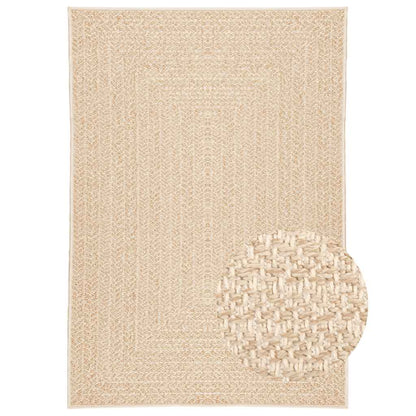 vidaXL Teppich ZIZUR Beige 120x170 cm Jute-Optik Indoor und Outdoor