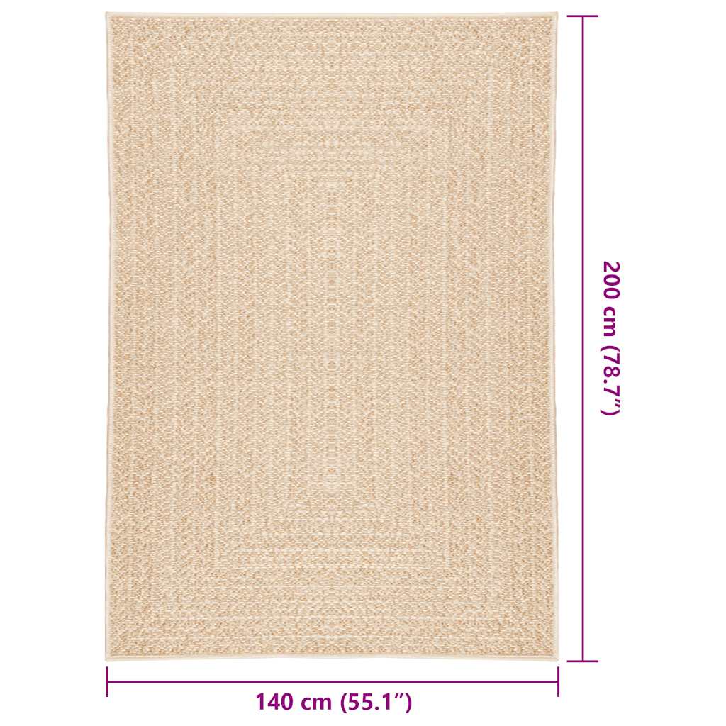 vidaXL Teppich ZIZUR Beige 140x200 cm Jute-Optik Indoor und Outdoor