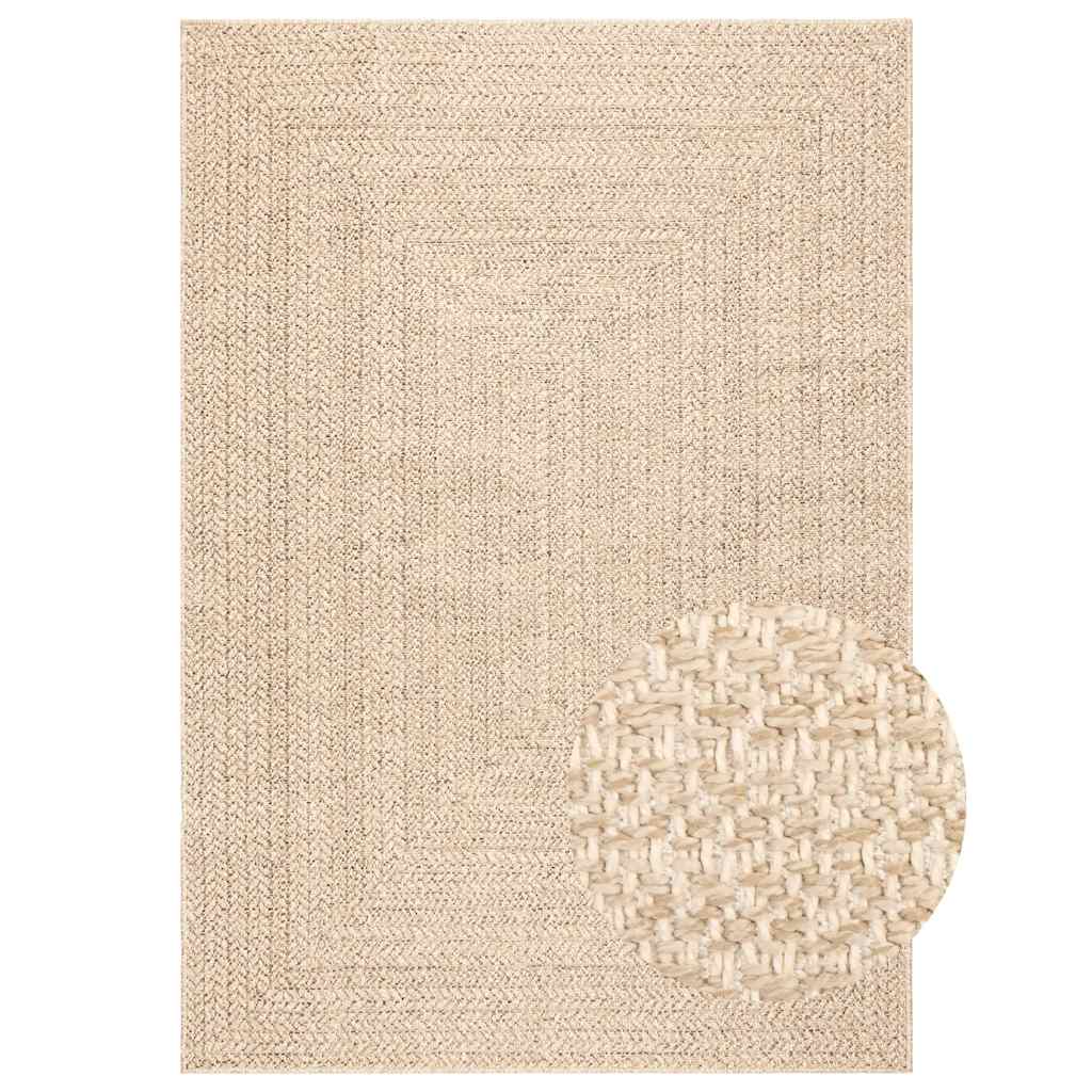 vidaXL Teppich ZIZUR Beige 160x230 cm Jute-Optik Indoor und Outdoor