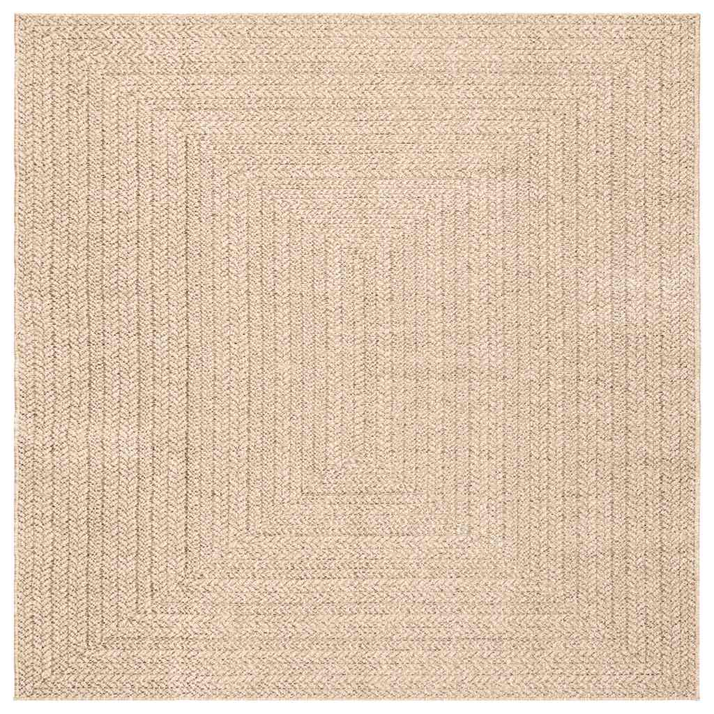 vidaXL Teppich ZIZUR Beige 200x200 cm Jute-Optik Indoor und Outdoor