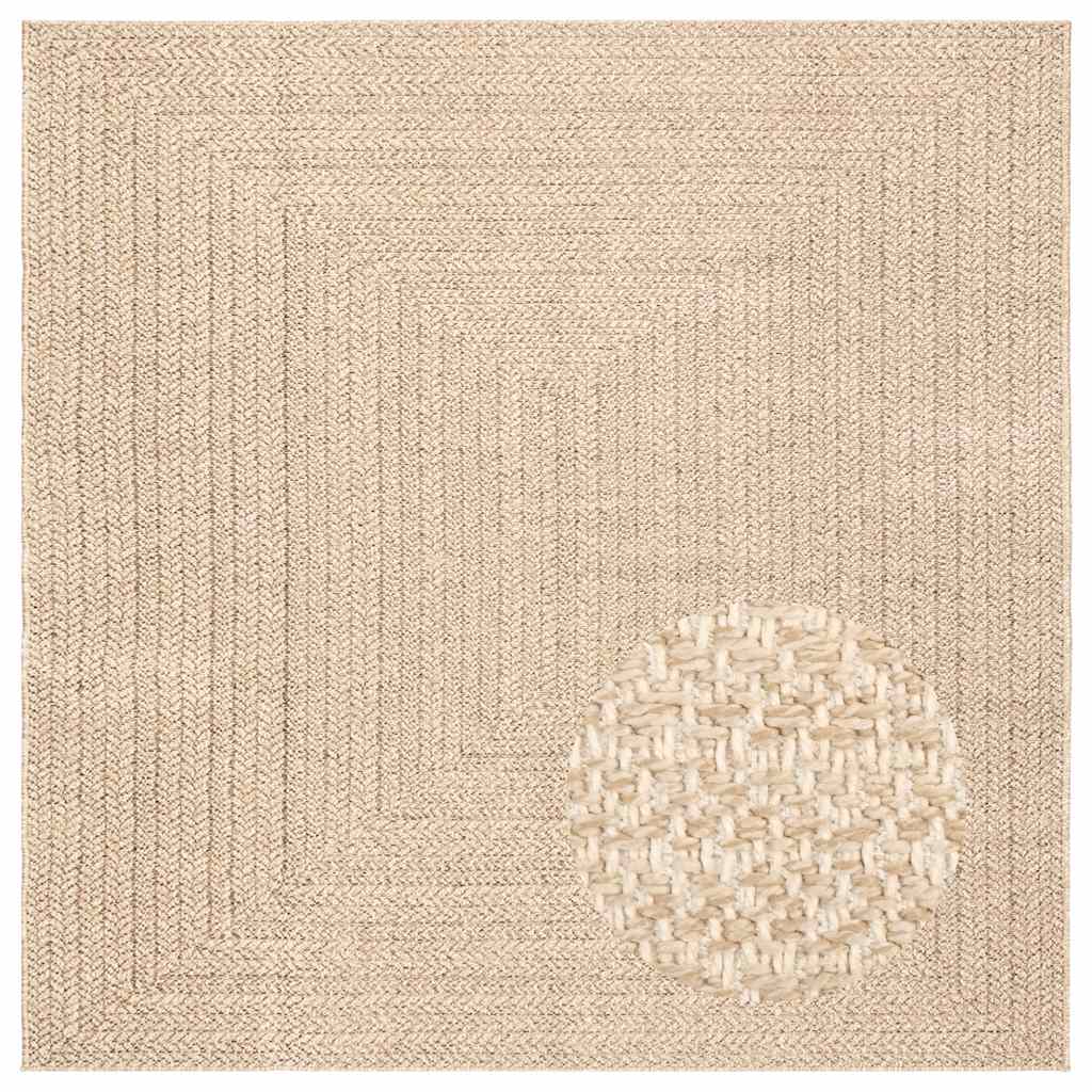 vidaXL Teppich ZIZUR Beige 200x200 cm Jute-Optik Indoor und Outdoor