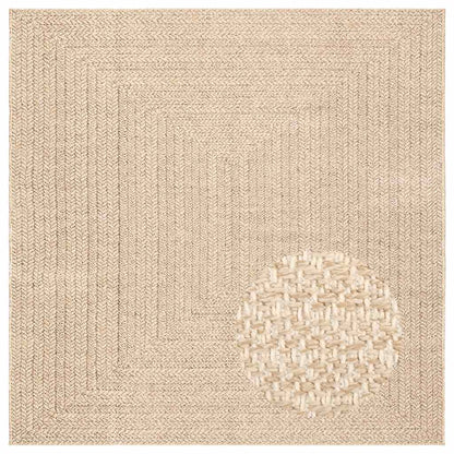 vidaXL Teppich ZIZUR Beige 200x200 cm Jute-Optik Indoor und Outdoor