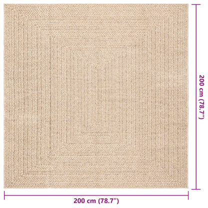 vidaXL Teppich ZIZUR Beige 200x200 cm Jute-Optik Indoor und Outdoor