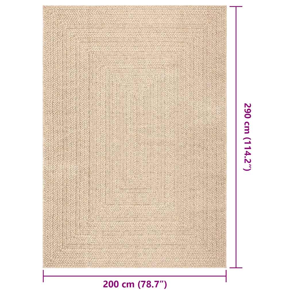vidaXL Teppich ZIZUR Beige 200x290 cm Jute-Optik Indoor und Outdoor