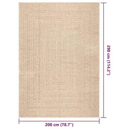 vidaXL Teppich ZIZUR Beige 200x290 cm Jute-Optik Indoor und Outdoor