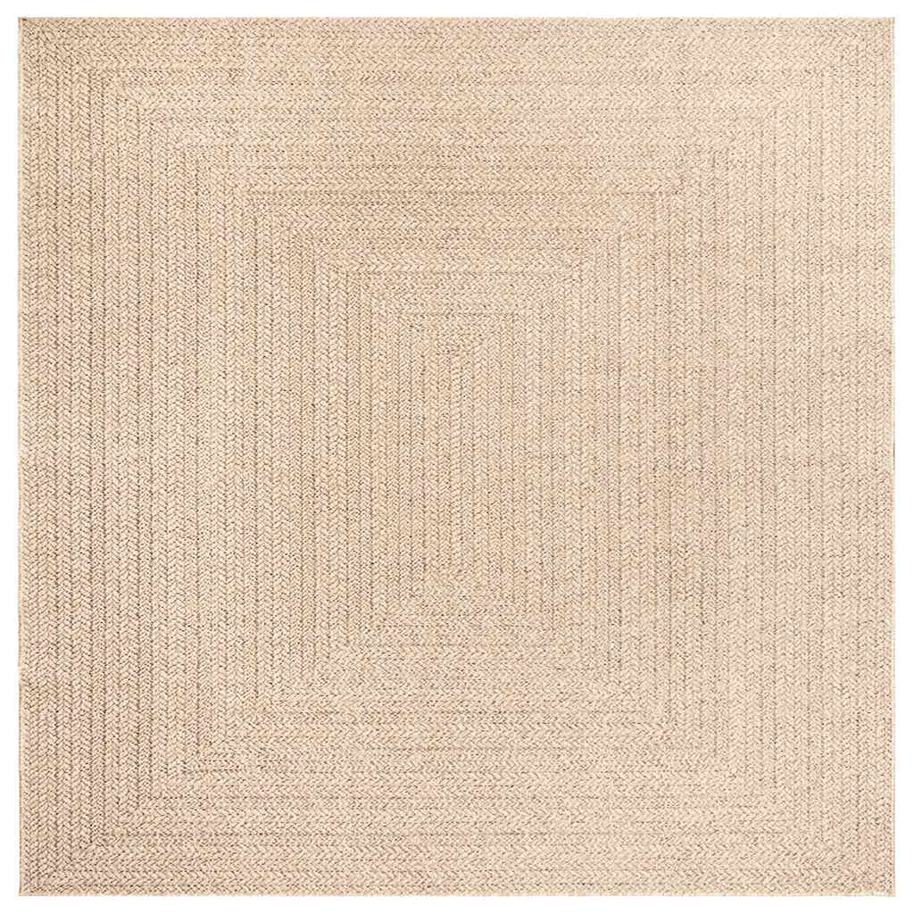 vidaXL Teppich ZIZUR Beige 240x240 cm Jute-Optik Indoor und Outdoor