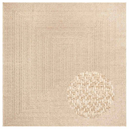 vidaXL Teppich ZIZUR Beige 240x240 cm Jute-Optik Indoor und Outdoor