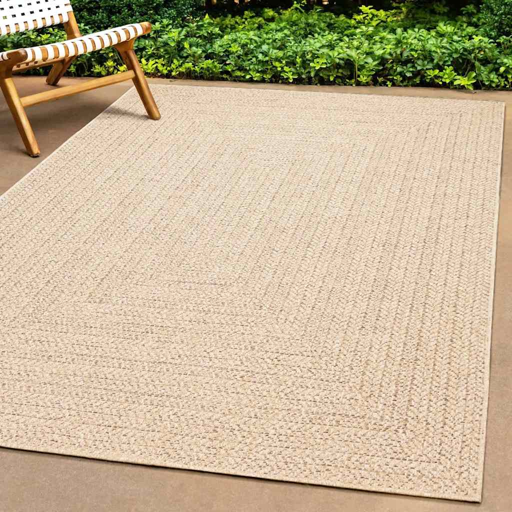 vidaXL Teppich ZIZUR Beige 240x340 cm Jute-Optik Indoor und Outdoor