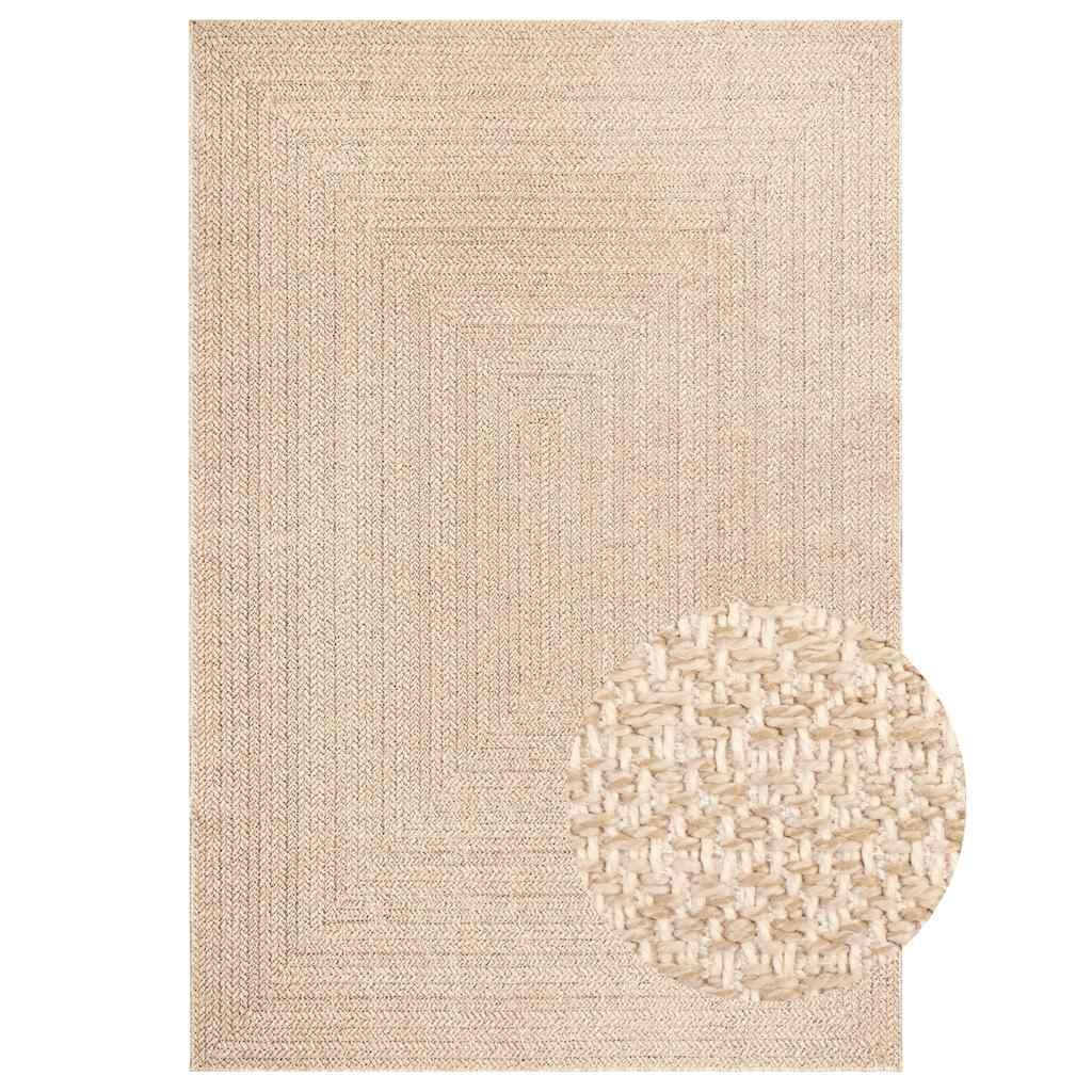 vidaXL Teppich ZIZUR Beige 240x340 cm Jute-Optik Indoor und Outdoor