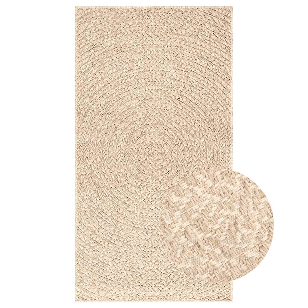vidaXL Teppich ZIZUR Beige 60x110 cm Jute-Optik Indoor und Outdoor