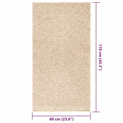 vidaXL Teppich ZIZUR Beige 60x110 cm Jute-Optik Indoor und Outdoor