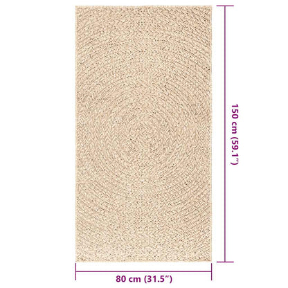 vidaXL Teppich ZIZUR Beige 80x150 cm Jute-Optik Indoor und Outdoor