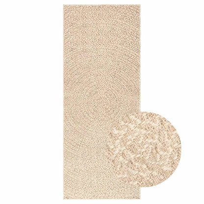 vidaXL Teppich ZIZUR Beige 80x200 cm Jute-Optik Indoor und Outdoor