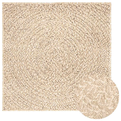 vidaXL Teppich ZIZUR Beige 120x120 cm Jute-Optik Indoor und Outdoor