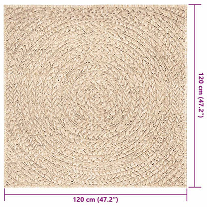 vidaXL Teppich ZIZUR Beige 120x120 cm Jute-Optik Indoor und Outdoor