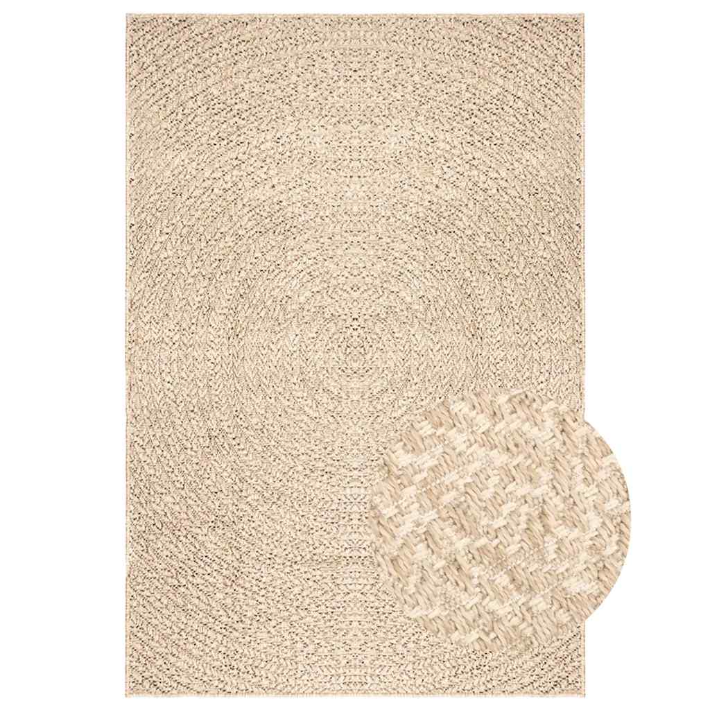vidaXL Teppich ZIZUR Beige 120x170 cm Jute-Optik Indoor und Outdoor