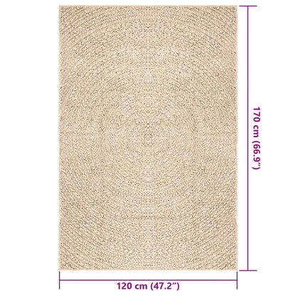 vidaXL Teppich ZIZUR Beige 120x170 cm Jute-Optik Indoor und Outdoor