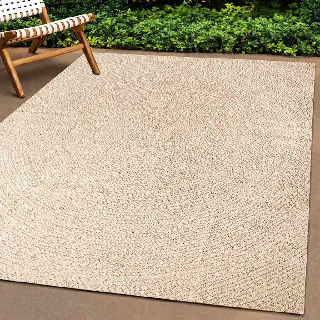 vidaXL Teppich ZIZUR Beige 140x200 cm Jute-Optik Indoor und Outdoor