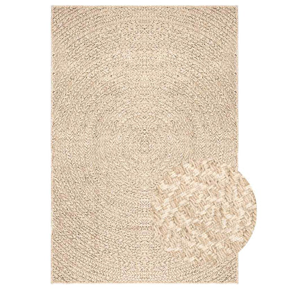 vidaXL Teppich ZIZUR Beige 140x200 cm Jute-Optik Indoor und Outdoor